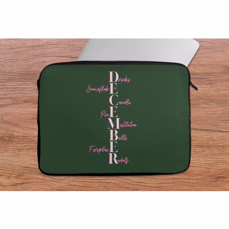 Laptophoes - December - Tekst - Kerst - Groen — 2