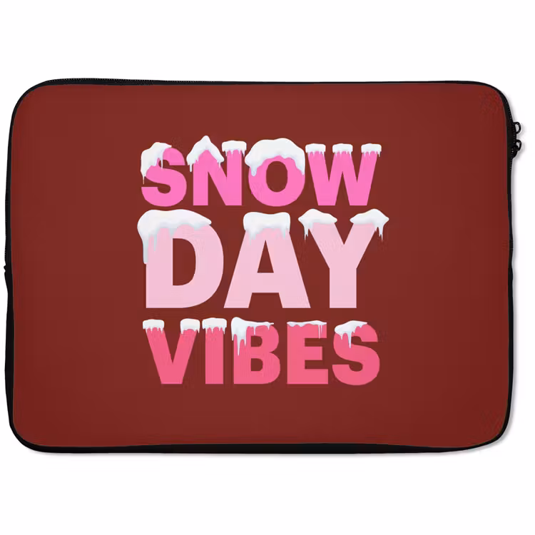 Laptophoes - Kerst - Tekst - Sneeuw - Rood - Roze — 1