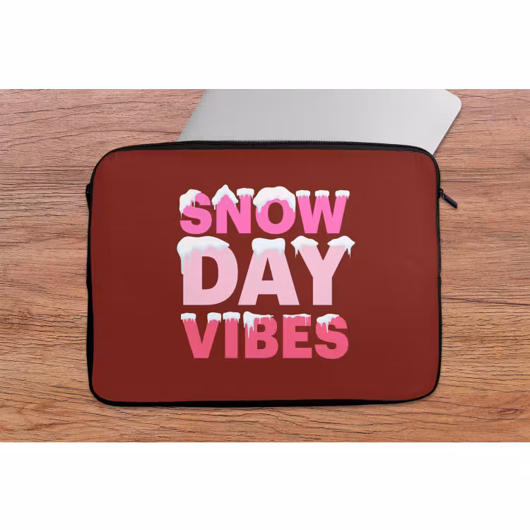 Laptophoes - Kerst - Tekst - Sneeuw - Rood - Roze — 2