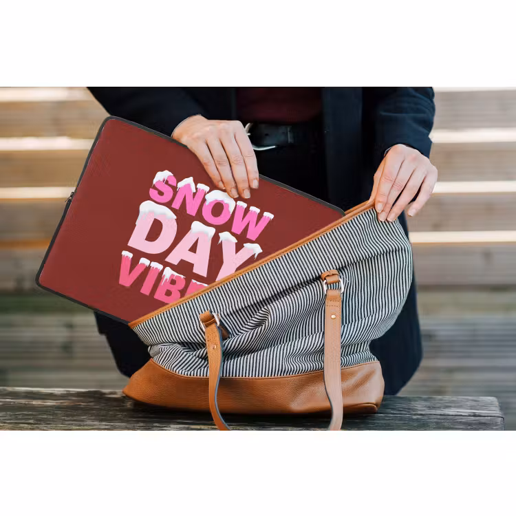 Laptophoes - Kerst - Tekst - Sneeuw - Rood - Roze — 4