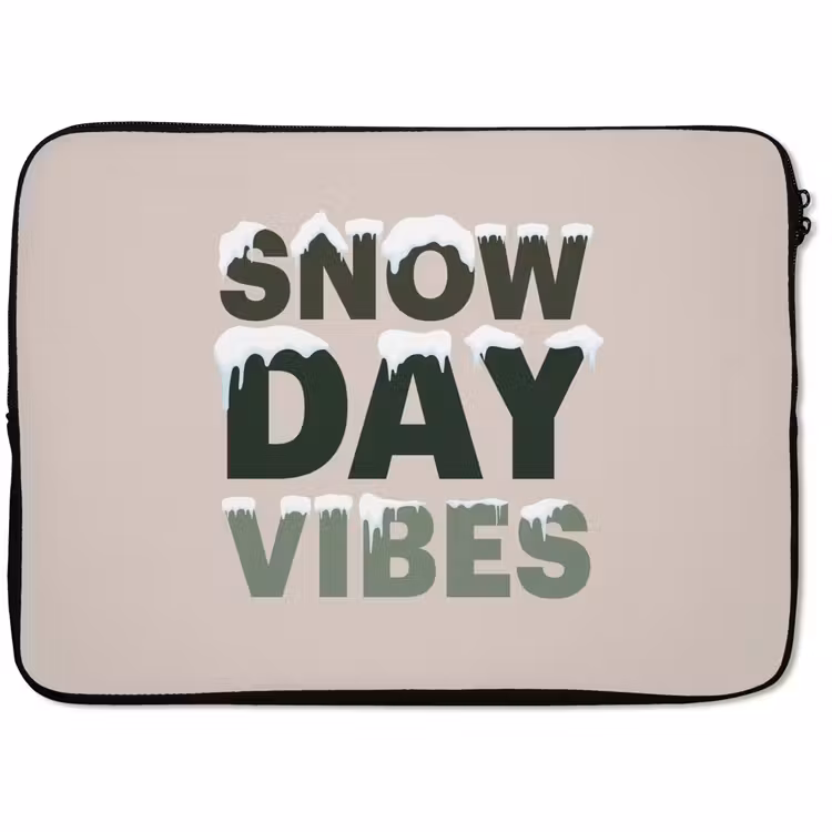 Laptophoes - Sneeuw - Tekst - Kerst - Beige — 1