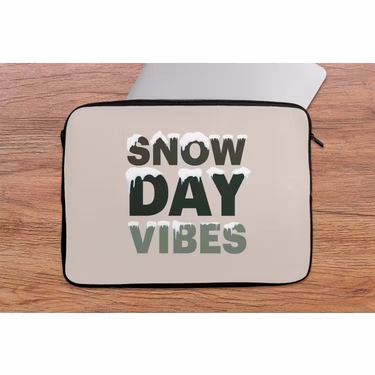 Laptophoes - Sneeuw - Tekst - Kerst - Beige — 2