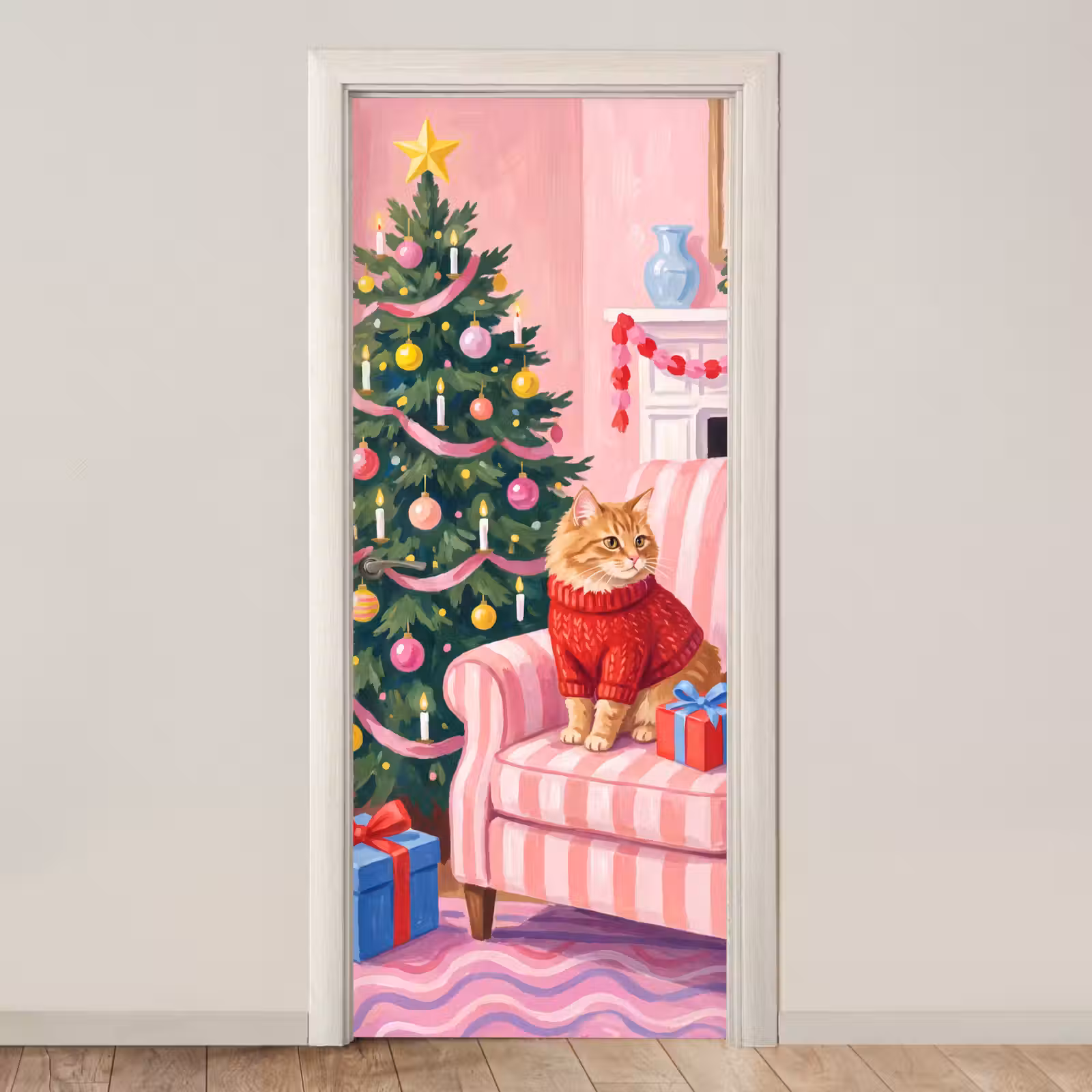 Deursticker - Kat - Kerst - Interieur — 1