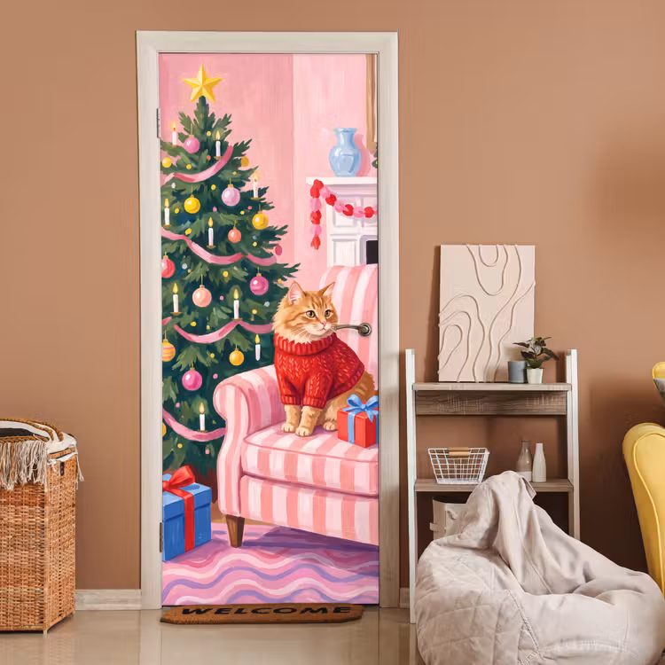 Deursticker - Kat - Kerst - Interieur — 2