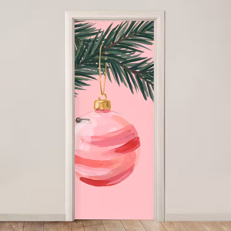 Deursticker - Kerstbal - Roze - Kerst — 1