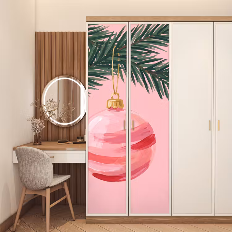 Deursticker - Kerstbal - Roze - Kerst — 5
