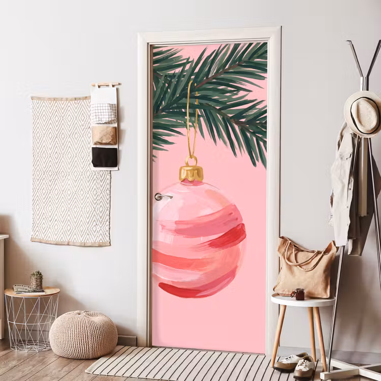 Deursticker - Kerstbal - Roze - Kerst — 8