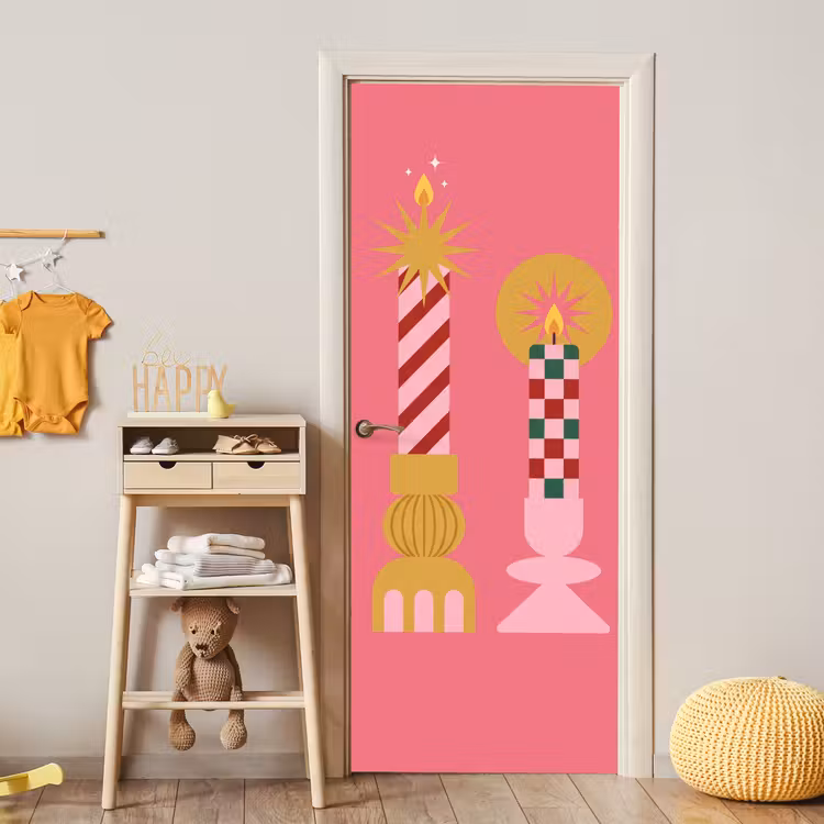 Deursticker - Kaarsen - Feest - Roze — 6