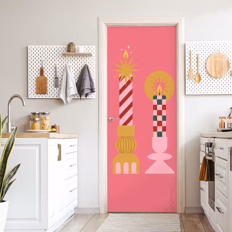 Deursticker - Kaarsen - Feest - Roze — 7