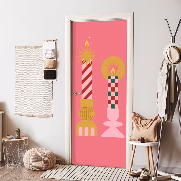 Deursticker - Kaarsen - Feest - Roze — 8