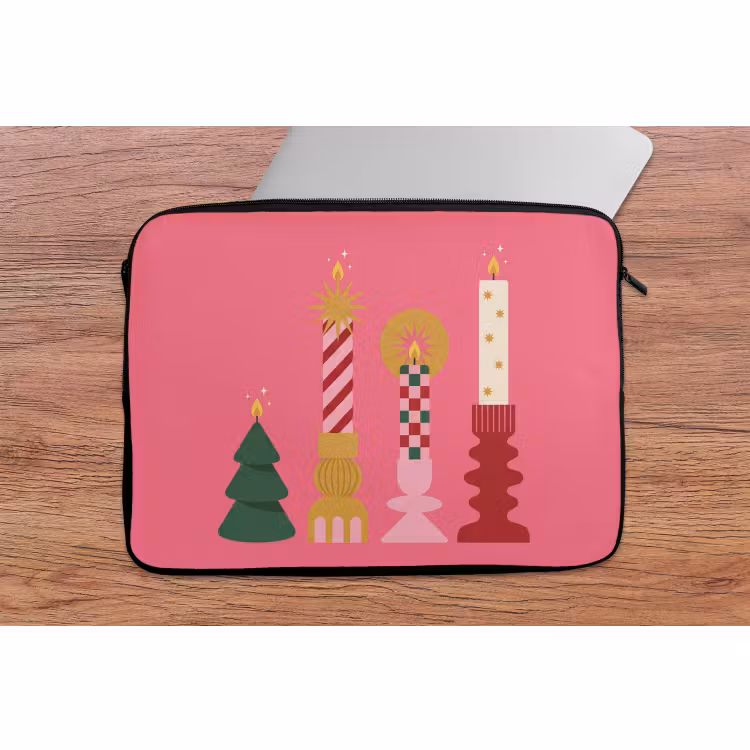 Laptophoes - Kaarsen - Feest - Roze — 2
