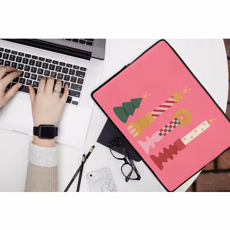 Laptophoes - Kaarsen - Feest - Roze — 3