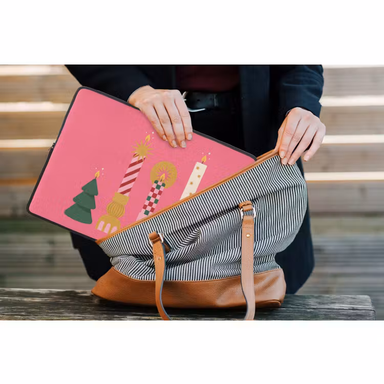 Laptophoes - Kaarsen - Feest - Roze — 4