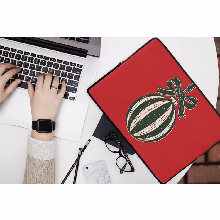 Laptophoes - Kerstbal - Kerst - Rood — 3