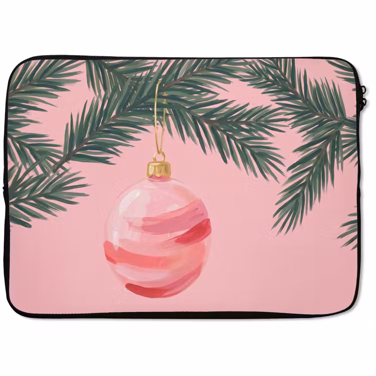 Laptophoes - Kerstbal - Roze - Kerst — 1