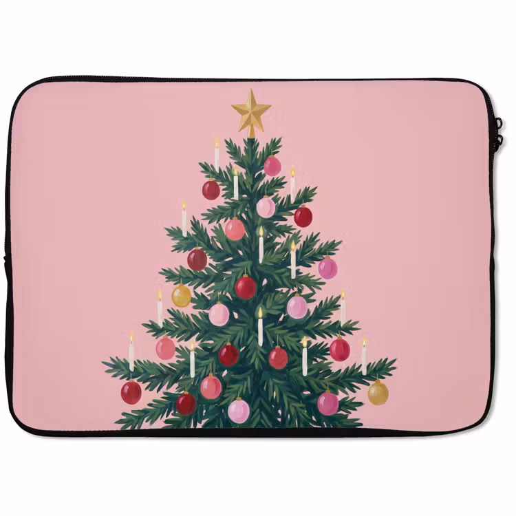 Laptophoes - Kerstboom - Kerst - Roze — 1