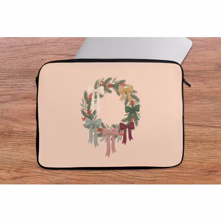 Laptophoes - Kerstkrans - Strikken - Kerst — 2