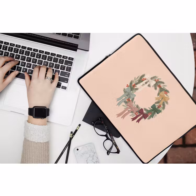 Laptophoes - Kerstkrans - Strikken - Kerst — 3