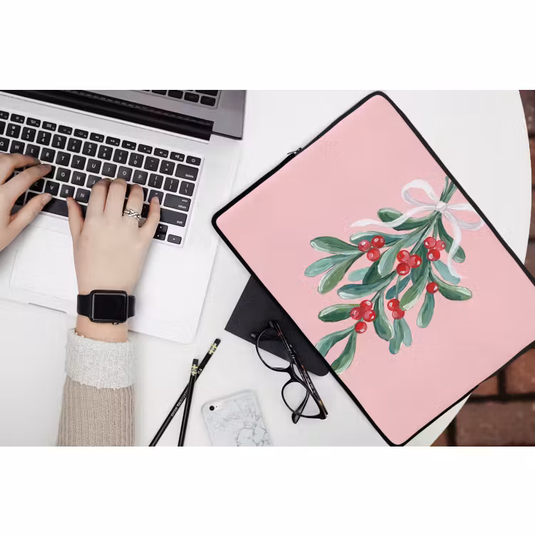 Laptophoes - Plant - Kerst - Roze — 3