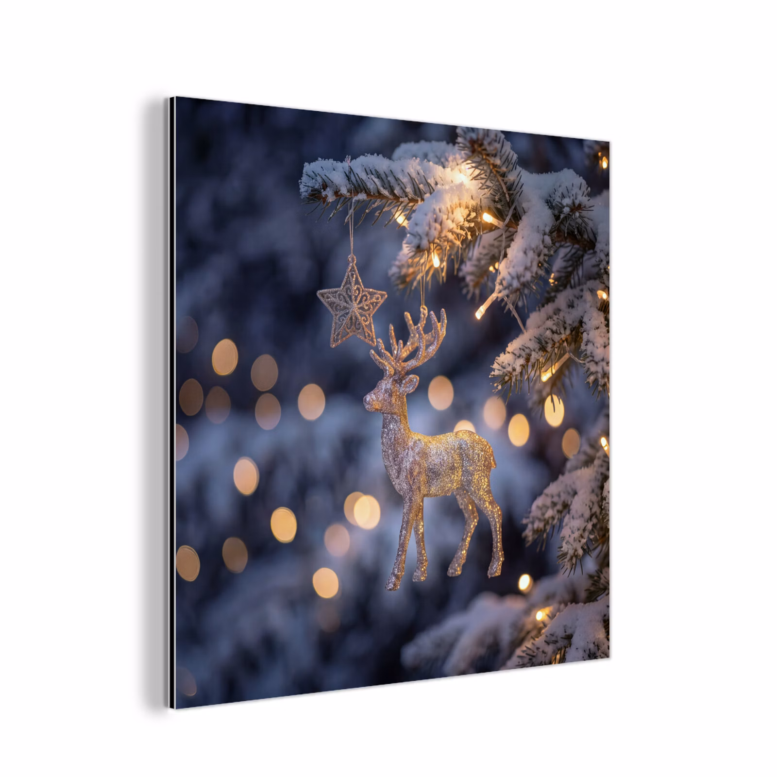 Aluminium schilderij - Rendier - Kerst - Sneeuw — 1