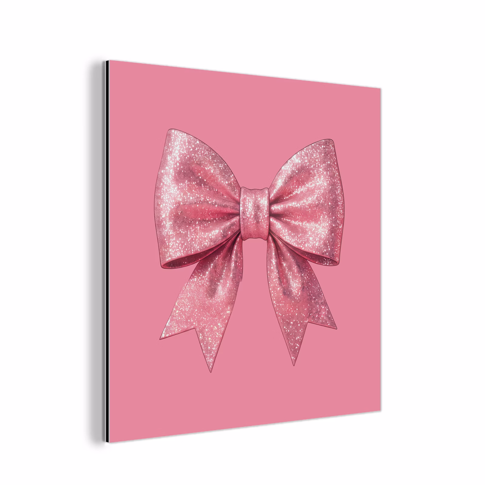 Aluminium schilderij - Roze strik - Glitter — 1