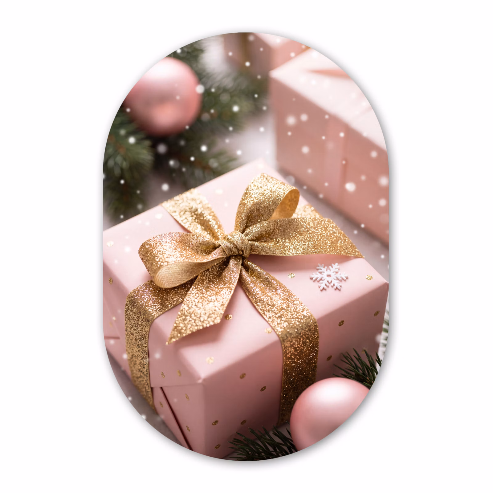 Muurovaal aluminium - Cadeau - Kerst - Roze — 1