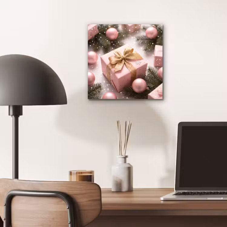 Aluminium schilderij - Cadeau - Kerst - Roze — 6
