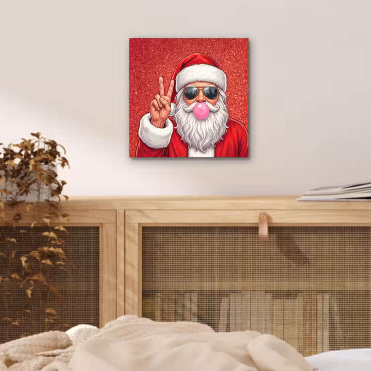 Aluminium schilderij - Kerstman - Zonnebril - Kerst — 4