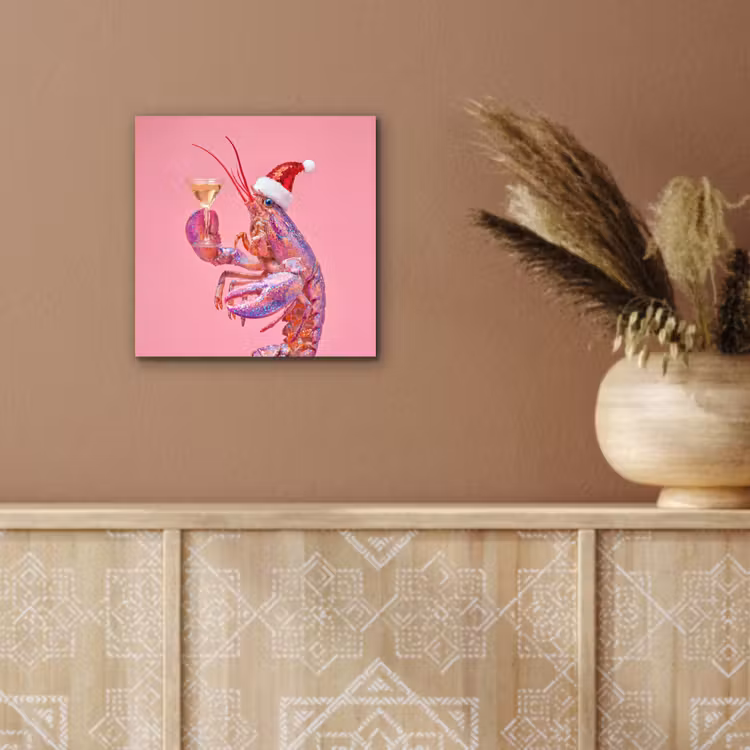 Aluminium schilderij - Kreeft - Kerst - Roze — 5