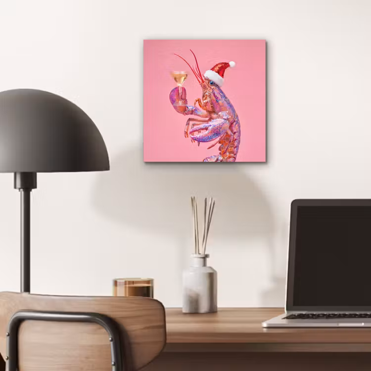 Aluminium schilderij - Kreeft - Kerst - Roze — 6