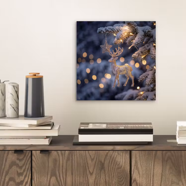 Aluminium schilderij - Rendier - Kerst - Sneeuw — 2