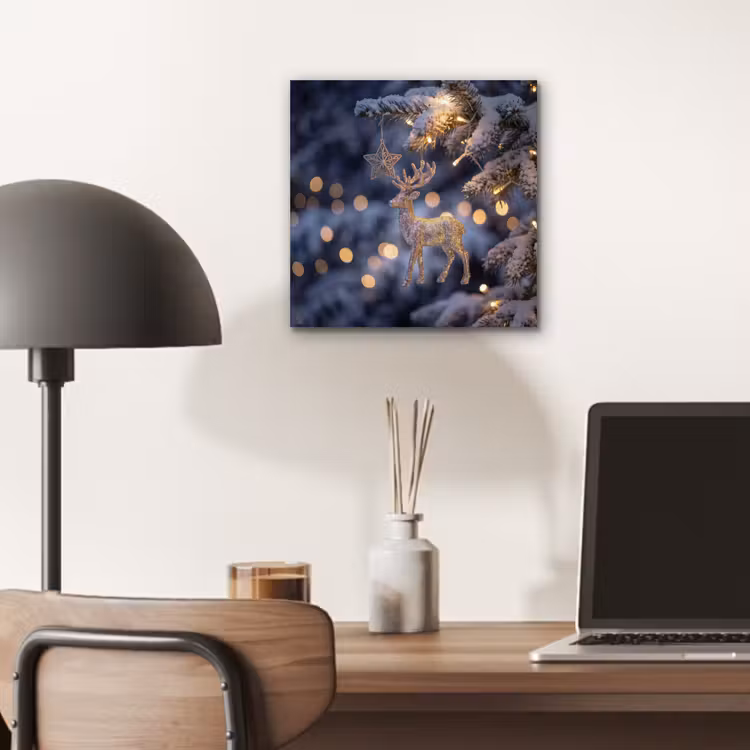 Aluminium schilderij - Rendier - Kerst - Sneeuw — 6