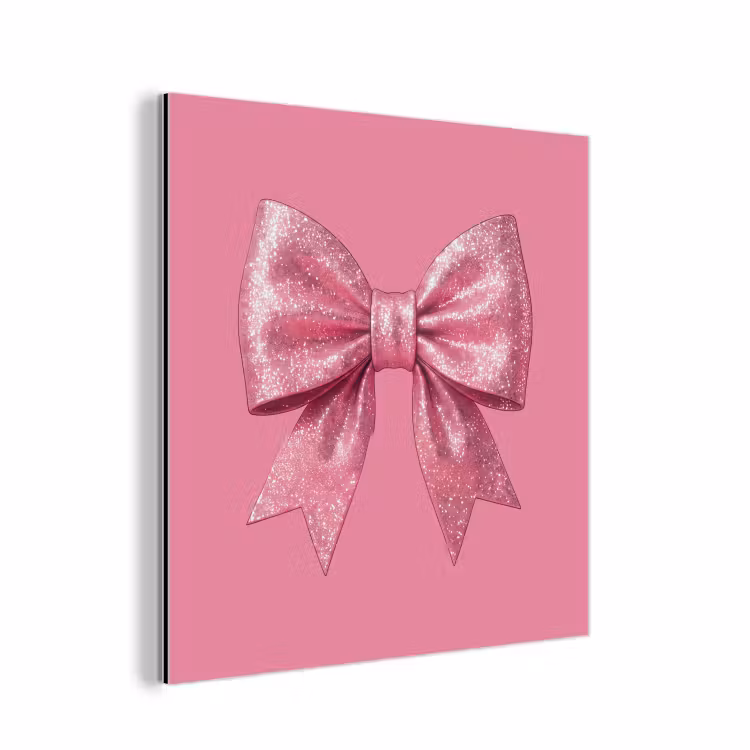 Aluminium schilderij - Roze strik - Glitter — 1