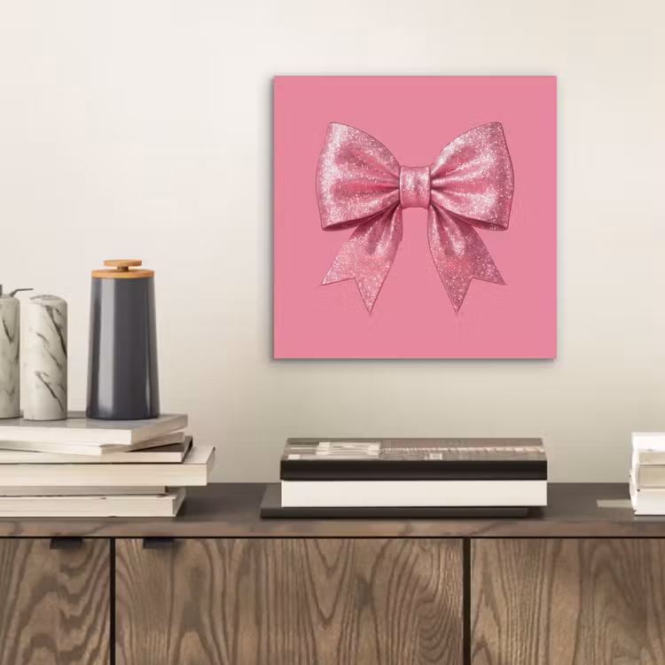 Aluminium schilderij - Roze strik - Glitter — 2
