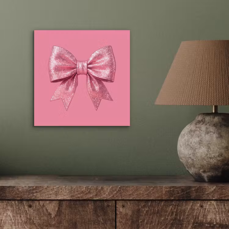 Aluminium schilderij - Roze strik - Glitter — 3