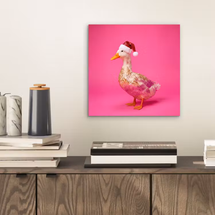 Aluminium schilderij - Vogel - Kerst - Roze — 2