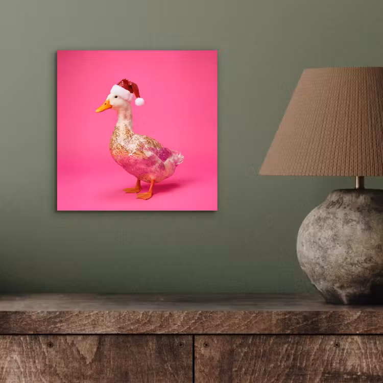 Aluminium schilderij - Vogel - Kerst - Roze — 3