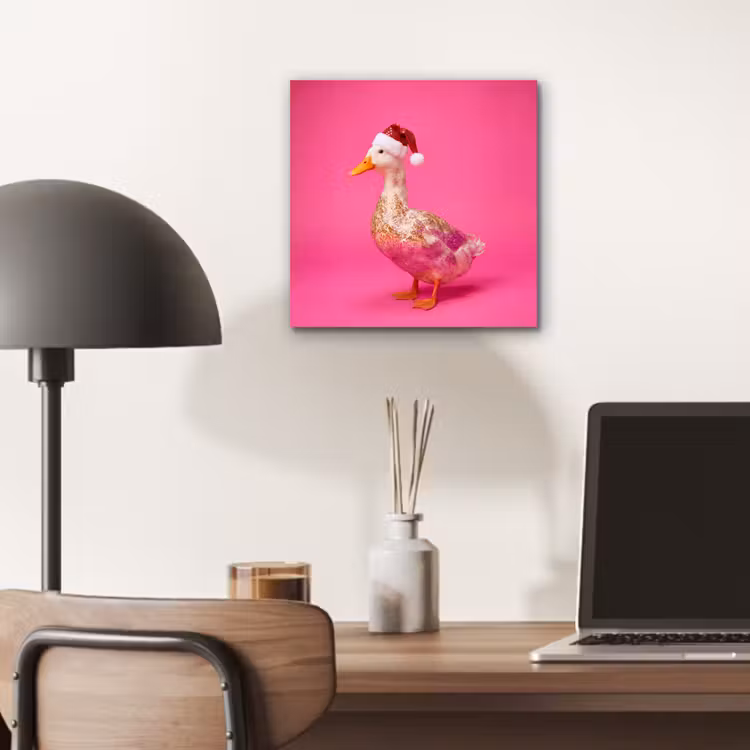 Aluminium schilderij - Vogel - Kerst - Roze — 6
