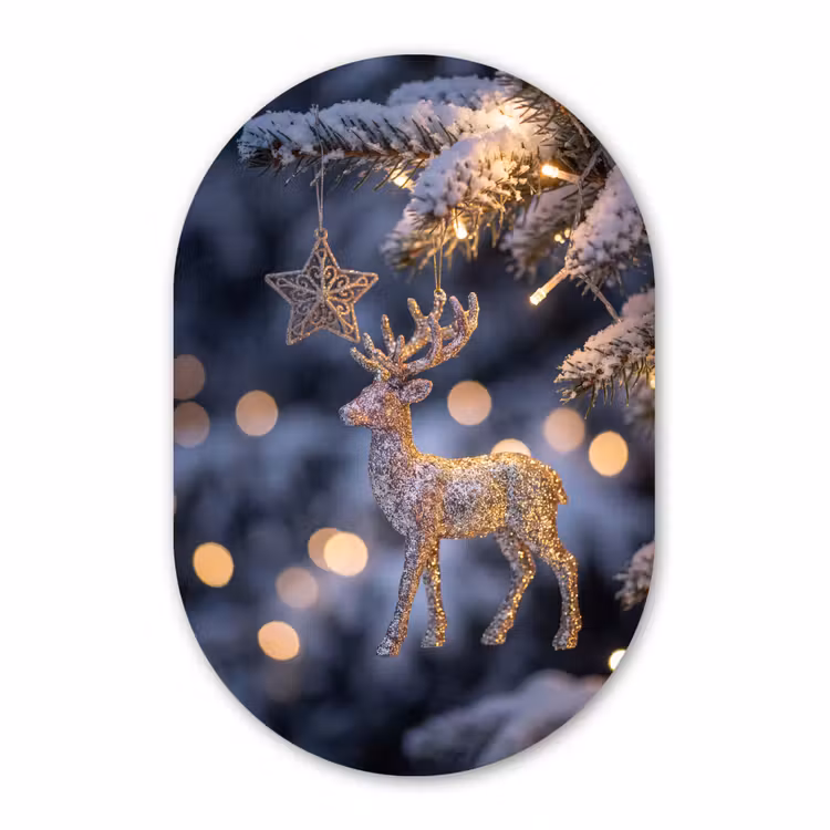 Muurovaal aluminium - Rendier - Kerst - Sneeuw — 1