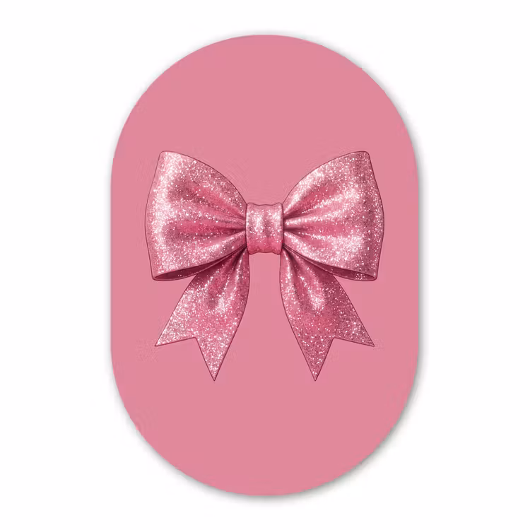 Muurovaal aluminium - Roze strik - Glitter — 1