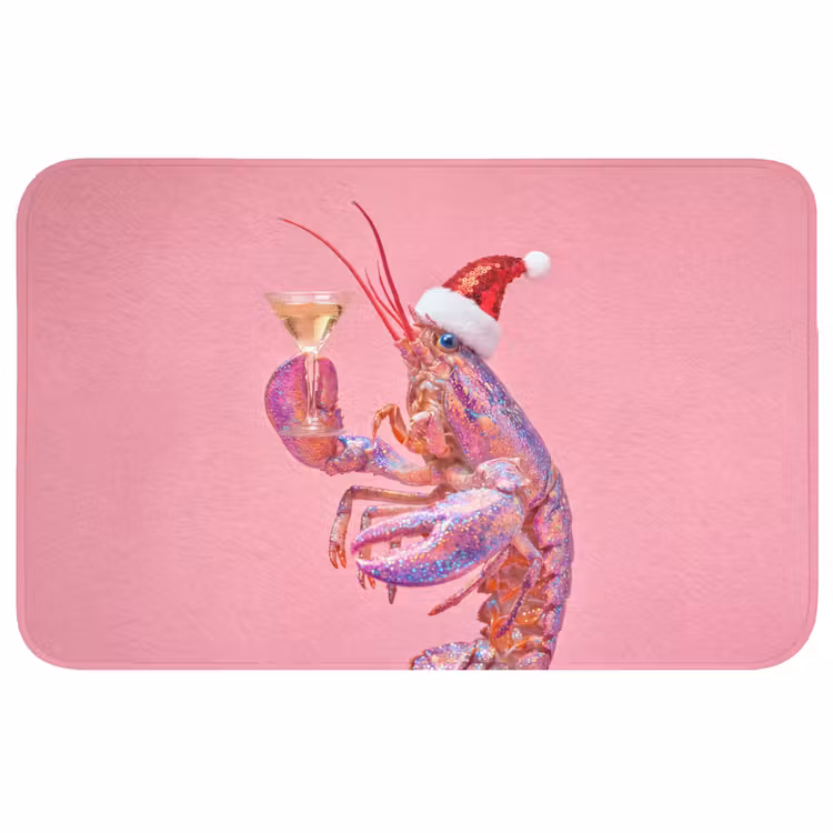 Badmat - Kreeft - Kerst - Roze — 1