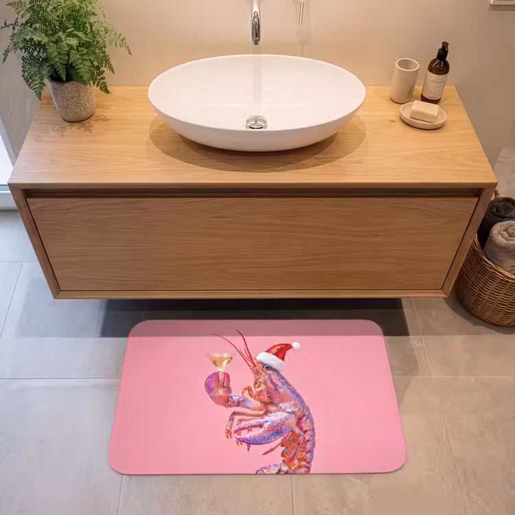 Badmat - Kreeft - Kerst - Roze — 2