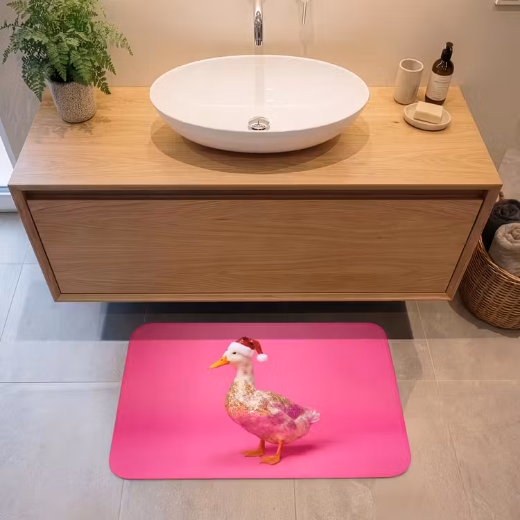Badmat - Vogel - Kerst - Roze — 2