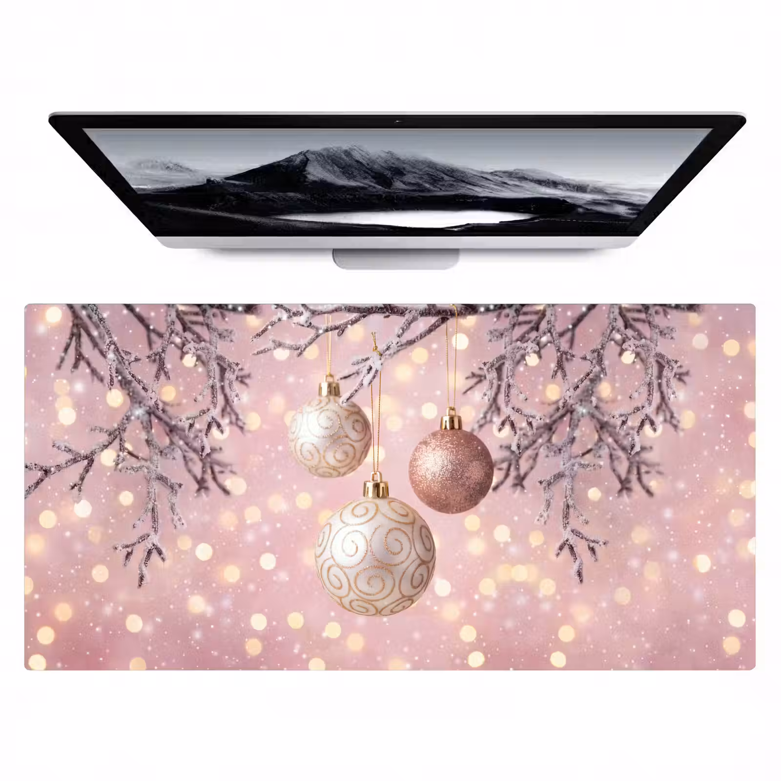 Bureau onderlegger - Kerstbal - Roze - Winter — 1