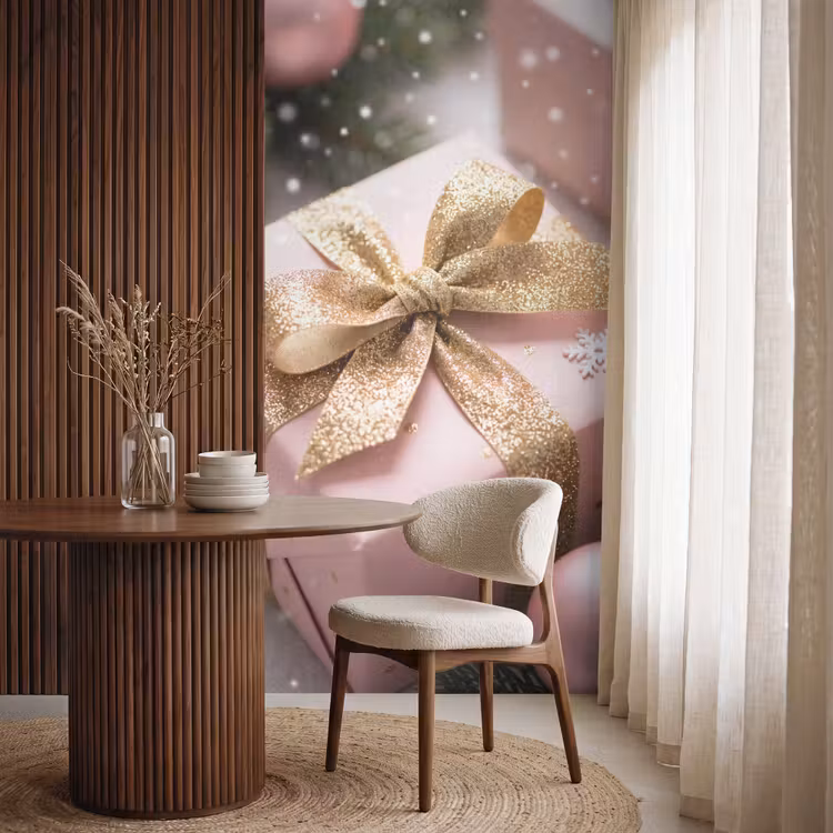 Behang - Cadeau - Kerst - Roze — 4