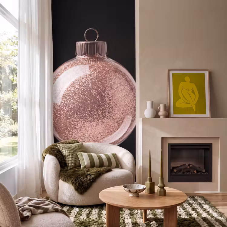 Behang - Kerstbal - Roségoud - Kerst — 1