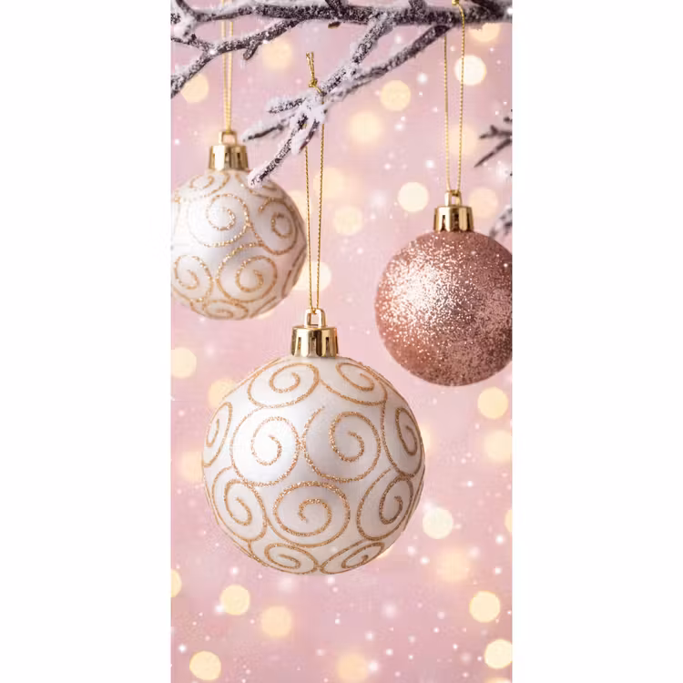 Behang - Kerstbal - Roze - Winter β 2