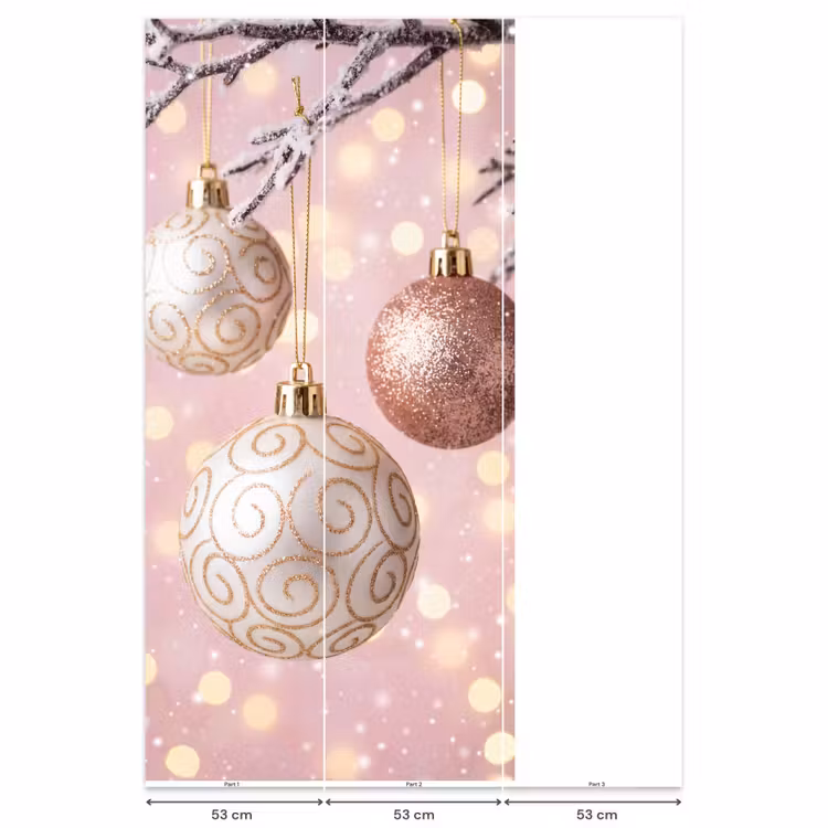 Behang - Kerstbal - Roze - Winter β 6