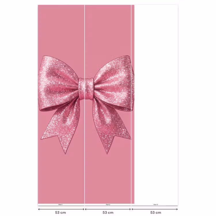 Behang - Roze strik - Glitter — 6
