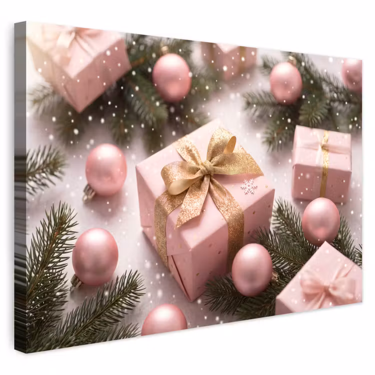 Buiten canvas - Cadeau - Kerst - Roze — 1